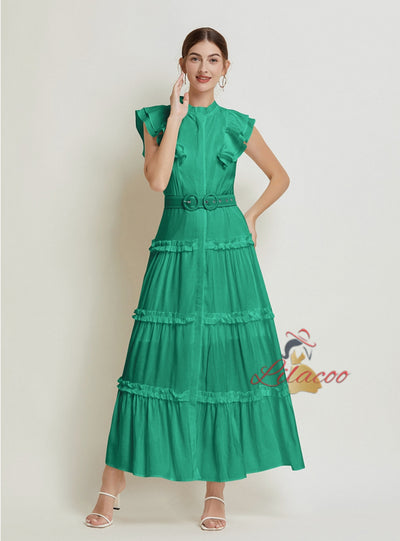 Waist Slim Wooden Ear Long Dress