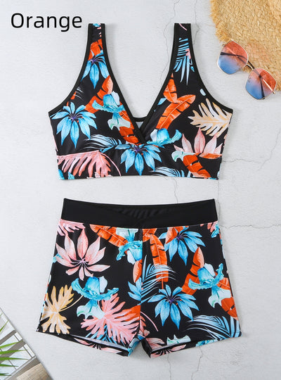 Boxer Print Sports Backless Swimsuit