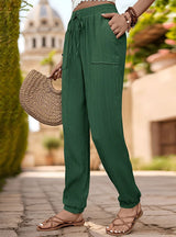 Solid Color Pocket Casual Pants