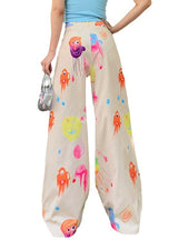 Printed Wide-leg Trousers Pant