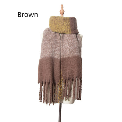 Thick Tassel Plaid Thickened Stitching Scarf