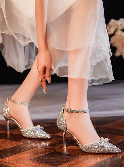 Beaded Pointed Sequined High Heels Shoes