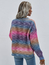 Pullover Striped Round Neck Rainbow Sweater