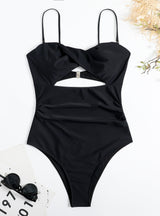 One-piece Halter Crossed Back Swimsuit