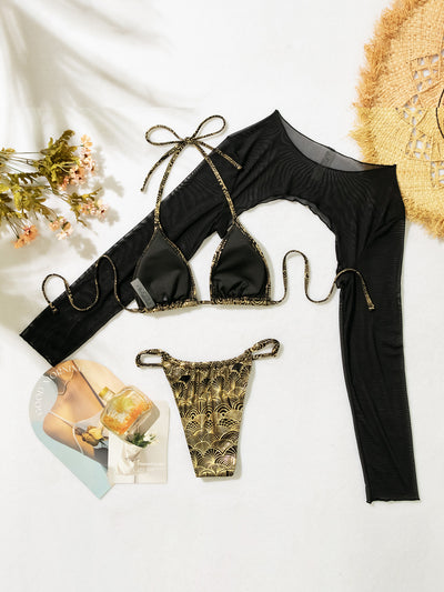 Sexy Triangle Leaf Bronzing Three-piece Set