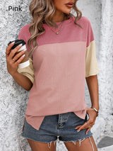 Round Neck Color Matching Short Sleeve T-shirt