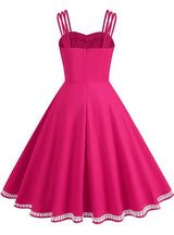 Retro Solid Color Suspender Hepburn Dress