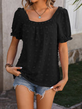 Chiffon Wool Ball Square Neck Shirt