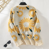 Sunflower Round Neck Long Sleeve Pullover Sweater