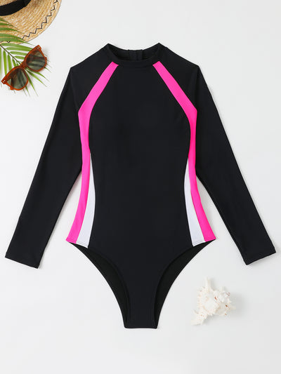 One-piece Triangle Long Sleeve Swimsuit