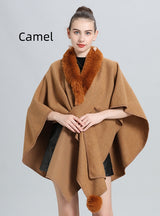 Wool Collar Wool Ball Knitted Cloak Shawl