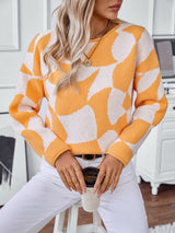 Casual Contrast Color Pullover Curling Sweater