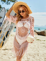 Hand-crocheted Long-sleeved Beach Cover Up