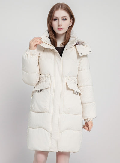 Loose Hooded Medium and Long Cotton-padded Jacket