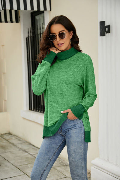 Long Sleeve High Neck Loose T-shirt