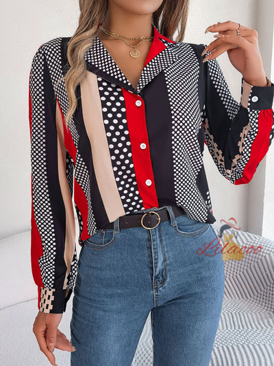 Contrast Polka-dot Long Sleeve Shirt