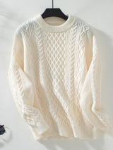 Twist Twist Pullover Round Neck Solid Color Sweater