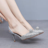 7 cm Rhinestone Pointed Stiletto Sandals