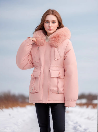 Women Hooded Slim Cotton-padded Down Jacket