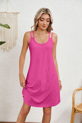 Solid Color Round Neck Loose Dress