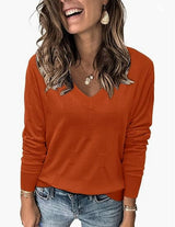 V-neck Long-sleeved Pullover Knitted Sweater