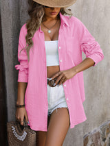 Beach Blouse Wrinkled Casual Shirt