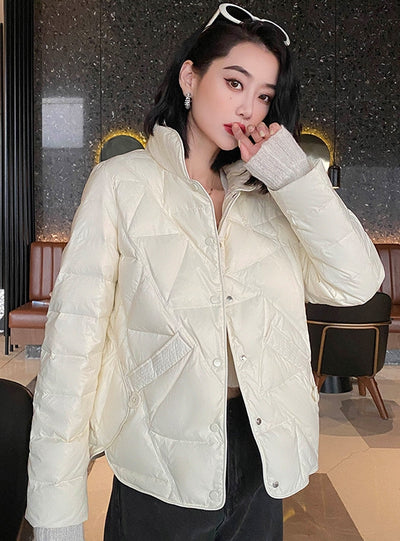 Light White Duck Down Short Down Jacket