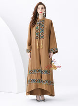 Holiday Palace Embroidered Horn Sleeves Long Dress Two-piece Set