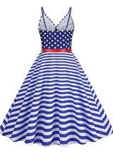 Flag Striped Print Retro Dress