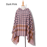 Checked Hooded Pullover Cloak