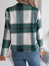 Casual Plaid Long-sleeved Woolen Coat