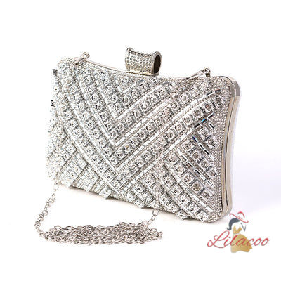 Diamond-encrusted Oblique Hanging Clutch Bag