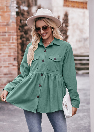 Casual Doll Corduroy Button Shirt