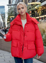 Loose Hooded Short Down Jacket Coat