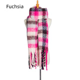 Thickened Fringed Color Plaid Scarf