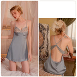 Sexy Backless Perspective Suspender Nightdress