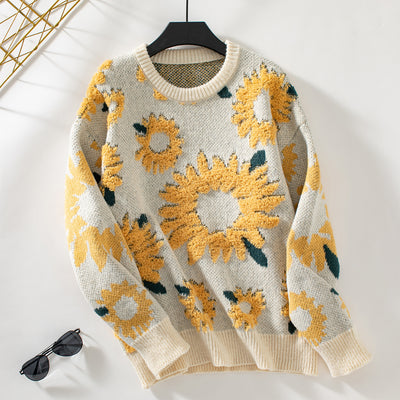 Sunflower Round Neck Long Sleeve Pullover Sweater