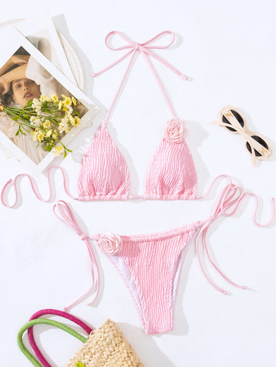 Triangle Cup Sexy 3D Flower Bikini