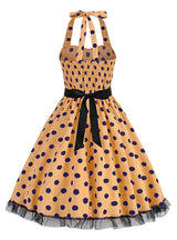 Retro Lace Stitching Polka-dot Dress