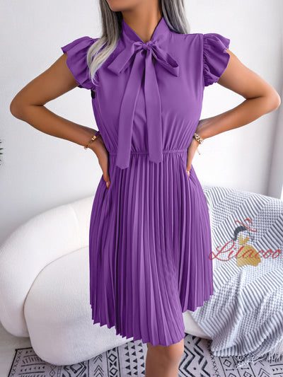 Pleated Silm Waist Big Swing Dress