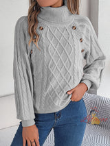 Casual Solid Color Button Twists Sweater