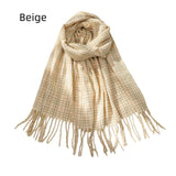 Women Fringed Plaid Scarf Shawl