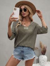 V-neck Loose Solid Color Pullover Sweater