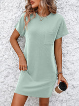 Summer Contrast Short Sleeve Pocket Dress