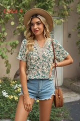 Chiffon Printed Loose Short-sleeved Shirt