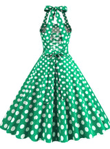 Retro Polka-dot Halter Halter Dress