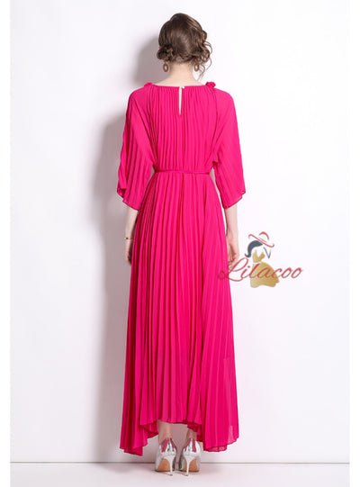 Chiffon Three-dimensional Flower Pleated Dress