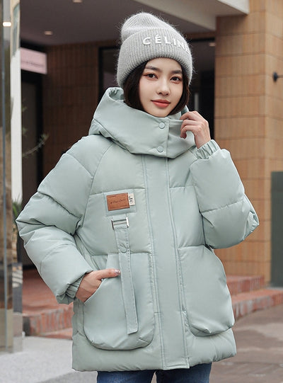 Loose Hooded Pocket Cotton-padded Jacket