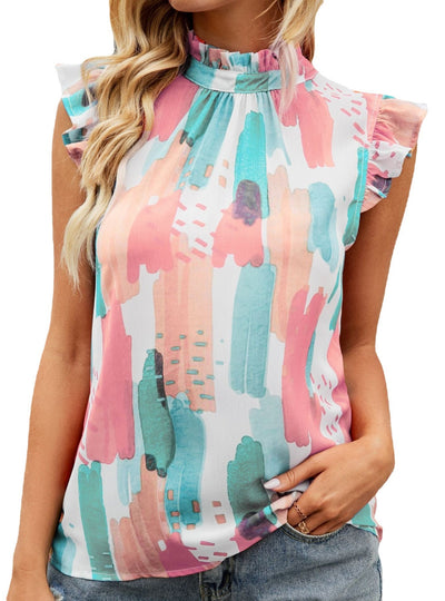 Loose and Casual Printed Sleeveless Shirt