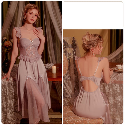 Sexy Steel Ring Robe Suspender Nightdress Suit